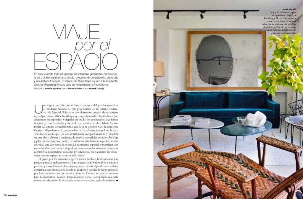 Estudio María Santos Reforma integral y decoración de vivienda minimalista Revista Nuevo Estilo Abril 2018 Viaje por el Espacio