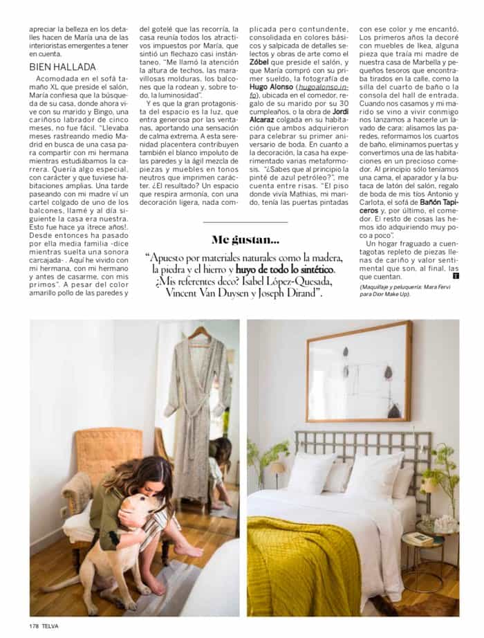 Estudio María Santos Reforma integral y decoración de vivienda minimalista Revista Telva Novias Septiembre 2018 Pequeños tesoros