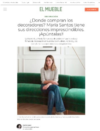 El Mueble Estudio Maria Santos ¿Donde compran los decoradores? María Santos tiene sus direcciones imprescindibles. ¡Apúntalas!!